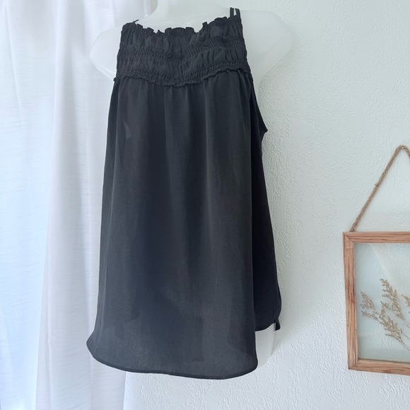 NWT Maurice’s Black Blouse women’s Size L ruffle neckline tie back - Picture 2 of 11